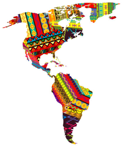 America maps with ethnic motifs